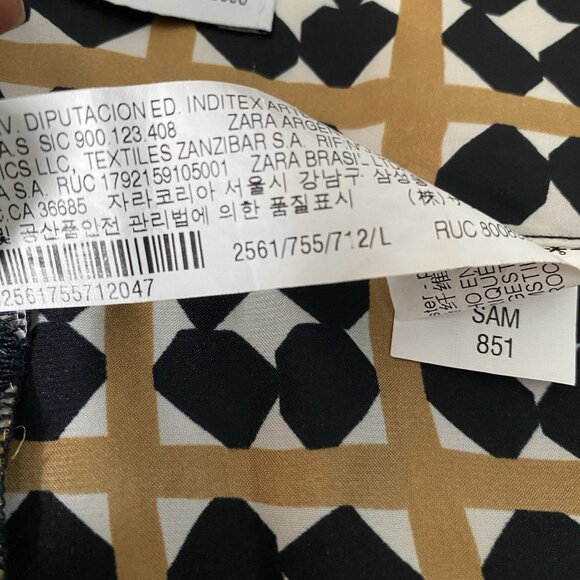 Zara Satin Wide Leg Pant L Geo Tile Print Silky Flowy Ankle Crop Dressy Trouser - Picture 12 of 16